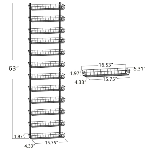 SWOMMOLY Wall Mount Spice Rack Organizer, 12-Tier - Image 7
