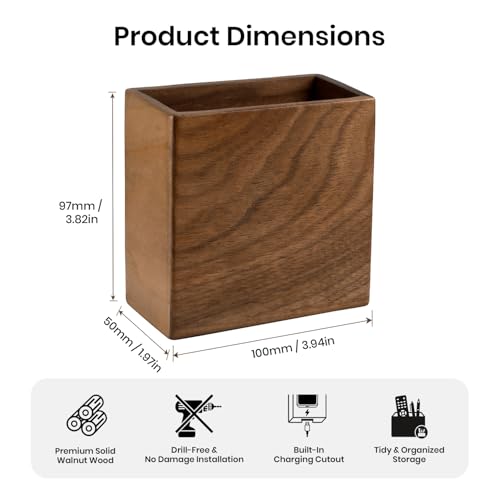 Remote Holder Hole-Free, Self-Adhesive Storage Wooden Box Small - Image 4
