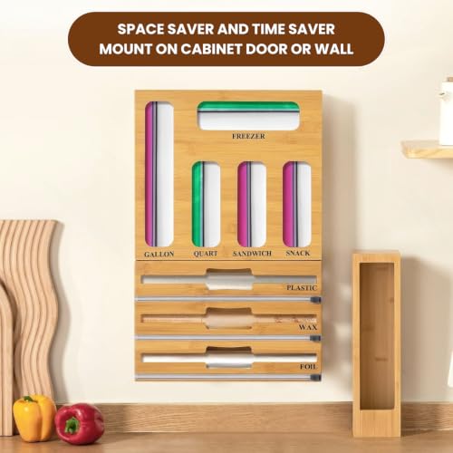 9 in 1 Bamboo Kitchen Drawer Storage Bag Organizer with Cutter - Image 7