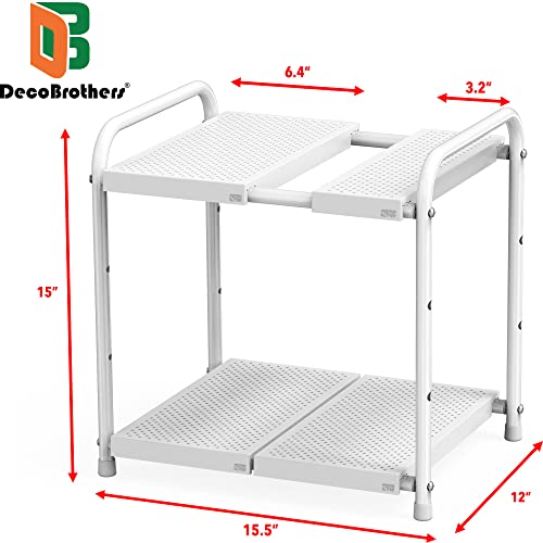 Deco Brothers Under Sink 2 Tier Expandable Shelf Organizer, White - Image 5