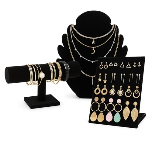 3 Pcs Black Velvet Jewelry Display Set, Necklace Bus | Storage & Organ - Image 2