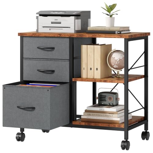 DUMOS 3 Drawer Mobile File Cabinet, Rolling Printer Stand - Image 2