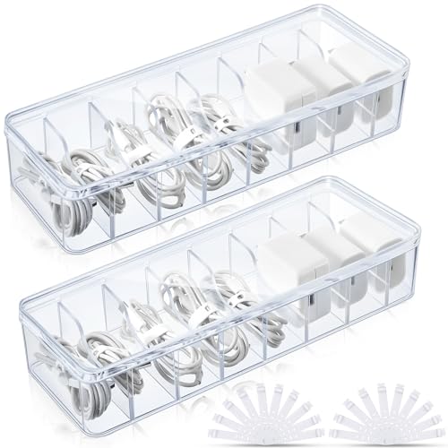 Tatuo Cord Organizer Box with Lid, Clear, 2 Pack - Image 2