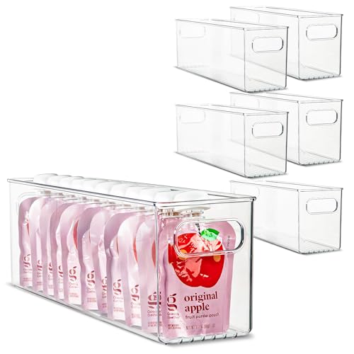 Plastic Food Storage 6 Pack Clear Container Bin with Handles - Image 2