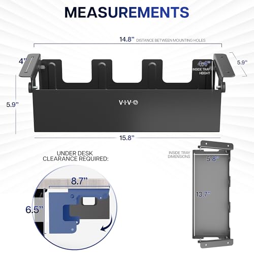 VIVO Black Flip-Open 16 in Cable Management Box, Desk-ACCBM1 - Image 4