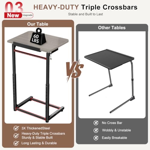 Upgrade Tv Tray Table, 8-Level Adjustable Height Couch Side Table - Image 6
