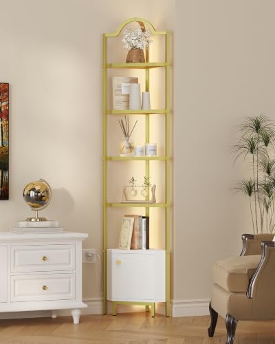 Hzuaneri 6 Tier Corner Cabinet with LED Light Corner Shelf Stand - Image 7