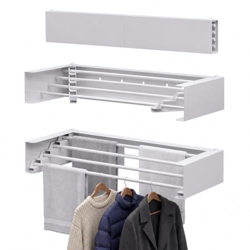 Wall Mounted Drying Rack, 23.6" Retractable Clothes Drying Rack - Image 2