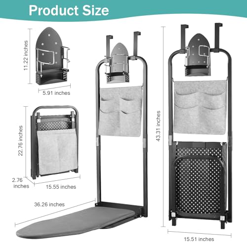 Over the Door Ironing Board 13x36 inches with Iron Holder - Image 3