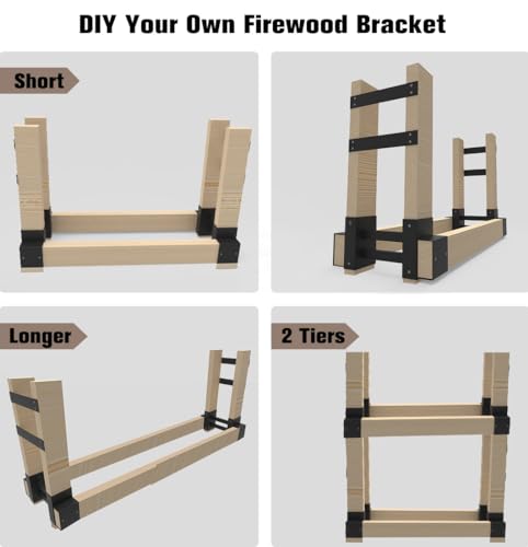 Outdoor Firewood Rack Bracket Kit for 2x4 lumber, Black, 1 Pair - Image 8