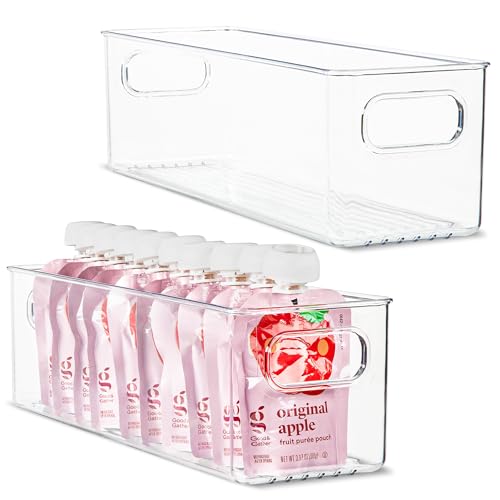 Plastic Food Storage 2 Pack Clear Container Bin with Handles - Image 2