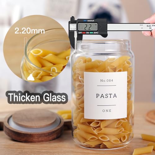 6 Set Glass Pantry Storage Jars with Acacia Airtight Lid - Image 7
