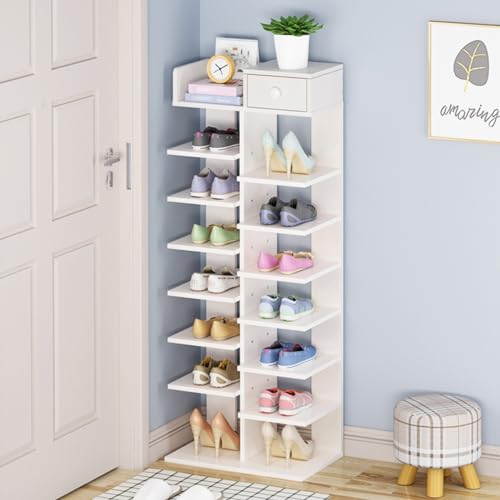 8 Tiers Shoe Rack Narrow Shoe Organizer for Closet Entryway, Tall - Image 2