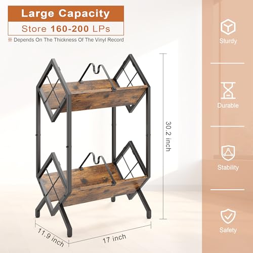 RUILALIFE 2-Tier-Vinyl-Record-Storage-Holder | Home Organization - Image 4