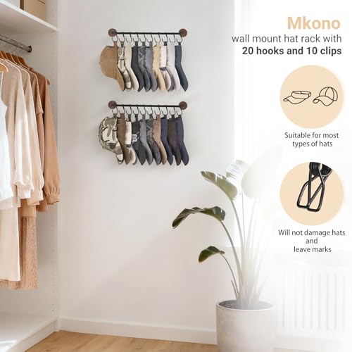 Mkono Hat Organizer, Metal Hat Rack for Wall Storage - Image 6