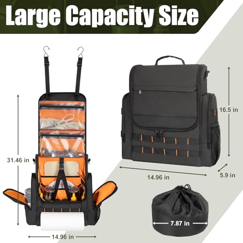 Large Camp Kitchen Organizer with Paper Towel Holder, Black - Image 3