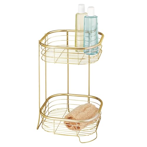 iDesign 2-Tier Square Shower Caddy Organizer, Gold - Image 2