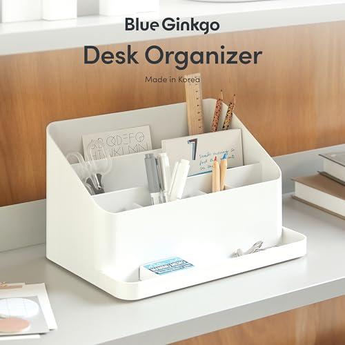 BLUE GINKGO Desk Organizer, Office Supplies, White, Made in Korea - Image 3