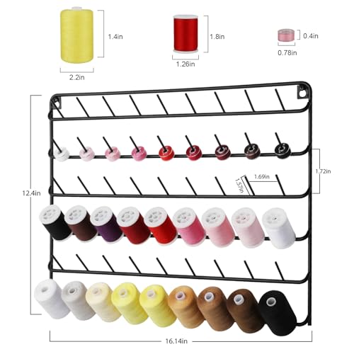 YBING Thread Holder Wall 54 Spools Thread Rack Black Metal - Image 3