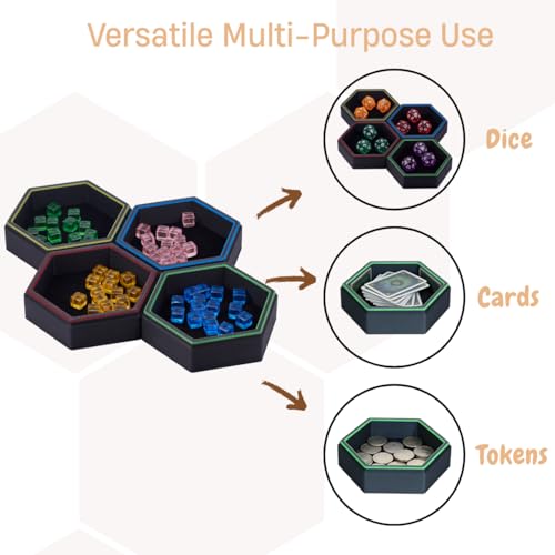 Magnetic Hex Board Game Trays, Modular Stackable Token Dice Trays - Image 5