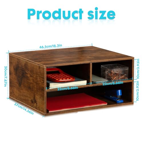 Printer Stand Shelf with Storage Wood Desk Paper Organizer - Image 5