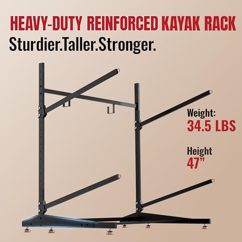 2-Tier Freestanding Kayak Rack, 220lb Heavy Duty Stand - Image 4