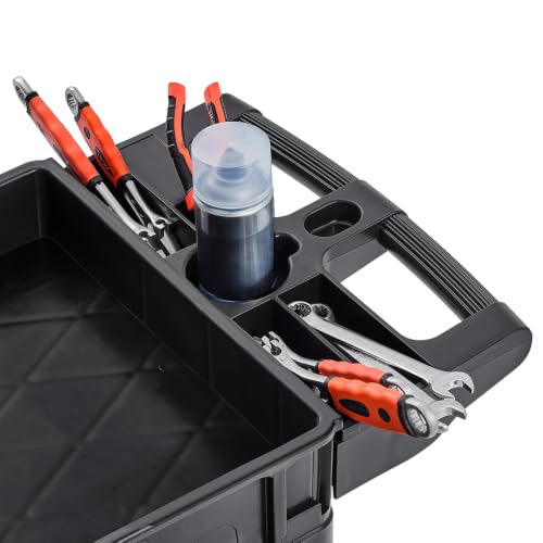 3-Shelf Utility Service Cart, 550 lb Capacity with 360° Swivel - Image 3