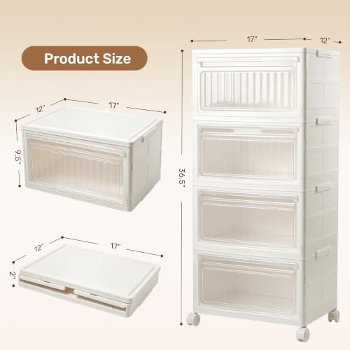 Stackable Storage Bins with Lid and Wheels, 128QT 4 Tier Closet - Image 6