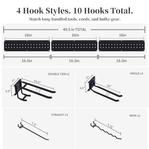 Garage Wall Organizer, 49.5-Inch Tool Rack, 510 lb Capacity - Image 3