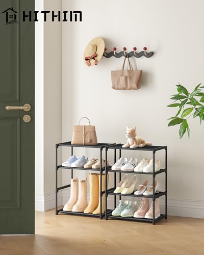 HITHIM 4 Tiers Small Shoe Rack,Narrow Stackable Shoe Shelf - Image 3