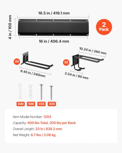 VEVOR Garage Tool Organizer 33 Inch 400 lbs Wall Mount - Image 4
