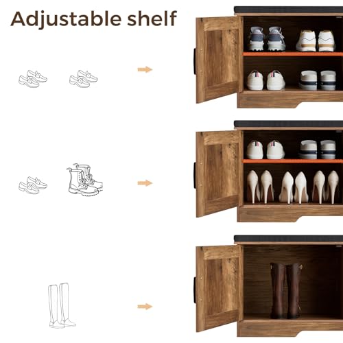 HOMSHO Farmhouse Shoe Storage Bench with 4 Barn Doors & - Image 6
