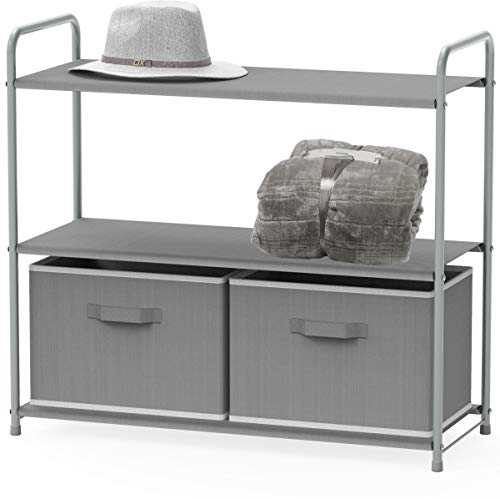 Simple Houseware 3-Tier Closet Storage with 2 Drawers, Grey - Image 2
