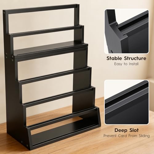 6-Tier Trading Card Display Stand with Top Storage，Wood - Image 6
