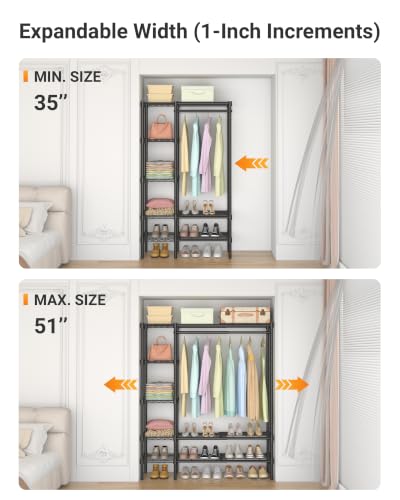 Expandable Clothes Rack with Shelves for Heavy Duty Closet - Image 4