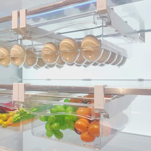 URALFA 2PCS Fridge Drawer Organizer and Egg Holder - Image 2