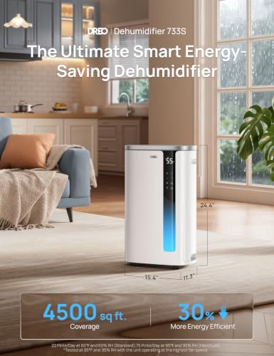 DREO 4500 Sq Ft Smart Dehumidifier, 1.85 Gal Water Tank - Image 3