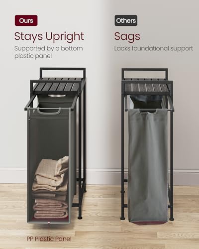 VASAGLE Laundry Sorter 1 Section, Rolling Cart with Shelf - Image 6
