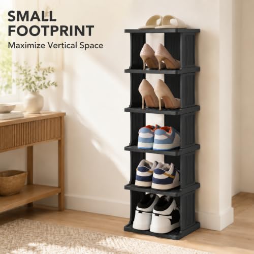UFORU 6 Tier Vertical Shoe Rack, Narrow Stackable Shoe Organizer - Image 8