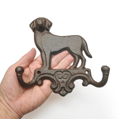 Cast Iron Wall Hooks, Dog Leash Holder with Dual Hangers - Image 6