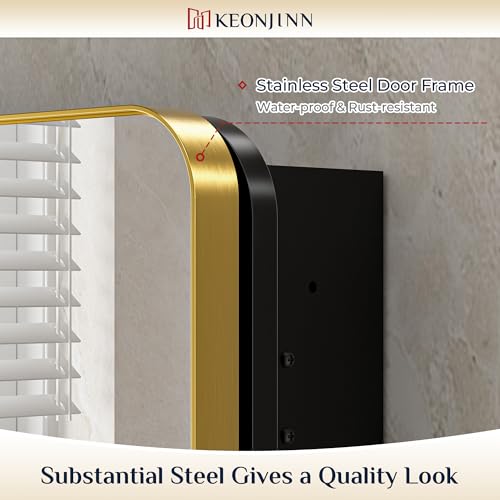 Keonjinn 20"x32" Gold Medicine Cabinet Mirror, Stepless - Image 5