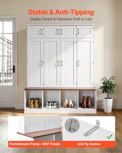 VEVOR Hall Tree with Bench and Shoe Storage, 59" Wide - Image 6