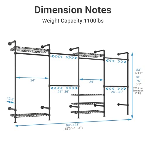 F4 Wall Mounted Clothes Rack Industrial Pipe Clothing Rack - Image 3