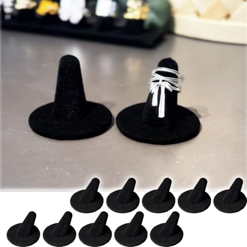 Black Velvet Ring Display Stand, 10PCS Ring Holder and Organizer - Image 2