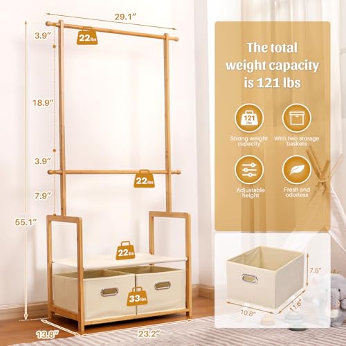 Bamboo Kids Clothing Rack: Holds Up To 121 Lbs of Dress-Up - Image 4