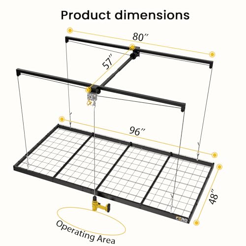 FERO Overhead Garage Storage Rack 4x8, 500 lb Heavy-Duty Capacity - Image 3