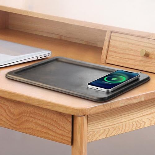 PU Leather Wireless Charging Valet Tray Organizer USB-C, Premium - Image 4