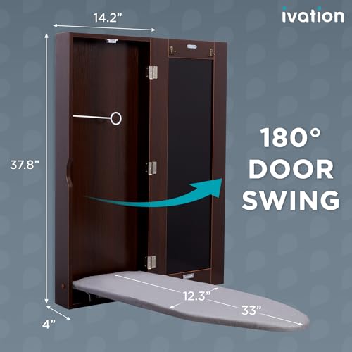 Ivation Wall Mount Ironing Board Cabinet W Mirror, Fold Down - Image 3