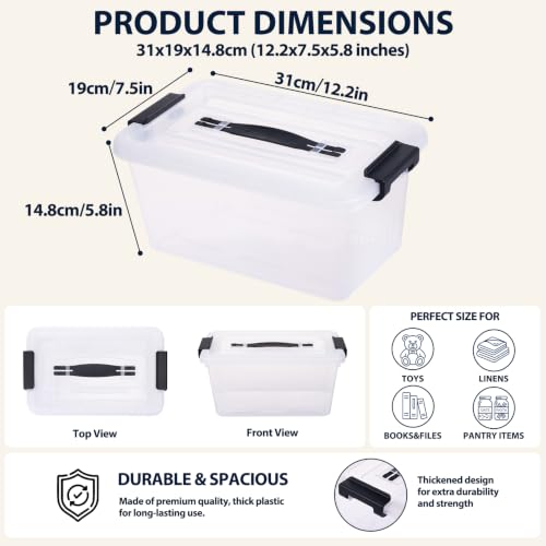 Storage Bins with Lids 6 Pack 7Qt Clear Stackable Organizer - Image 3