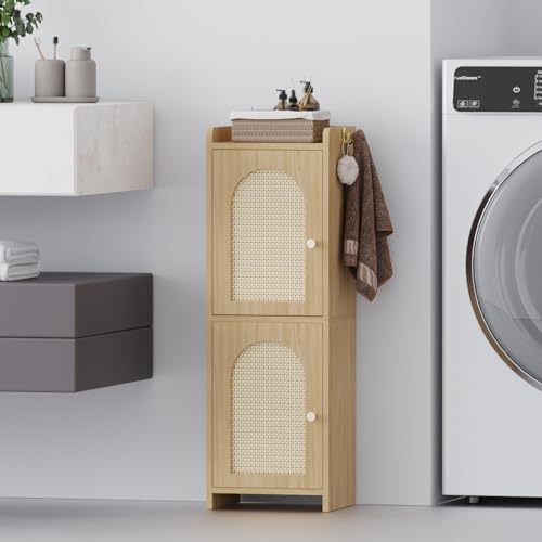 Rattan Bathroom Small Storage Cabinet with 2 Doors | Home Organization - Image 5